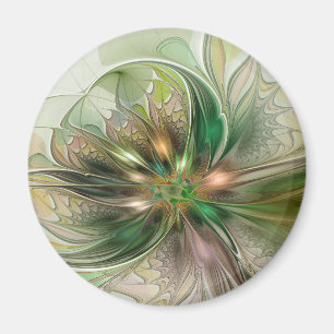 Färgfull fantasy Modern Abstrakt Fractal Flower Magnet
