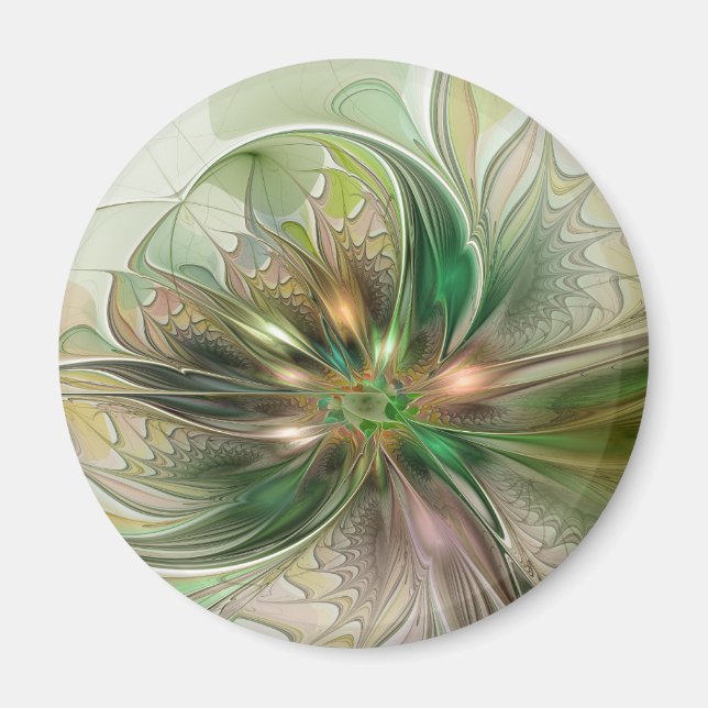 Färgfull fantasy Modern Abstrakt Fractal Flower Magnet (Framsidan)