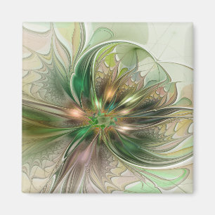 Färgfull fantasy Modern Abstrakt Fractal Flower Magnet