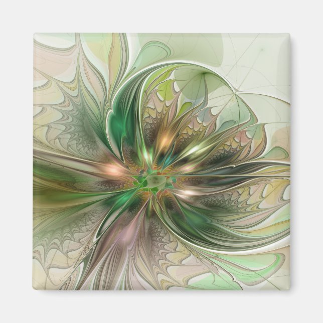 Färgfull fantasy Modern Abstrakt Fractal Flower Magnet (Framsidan)