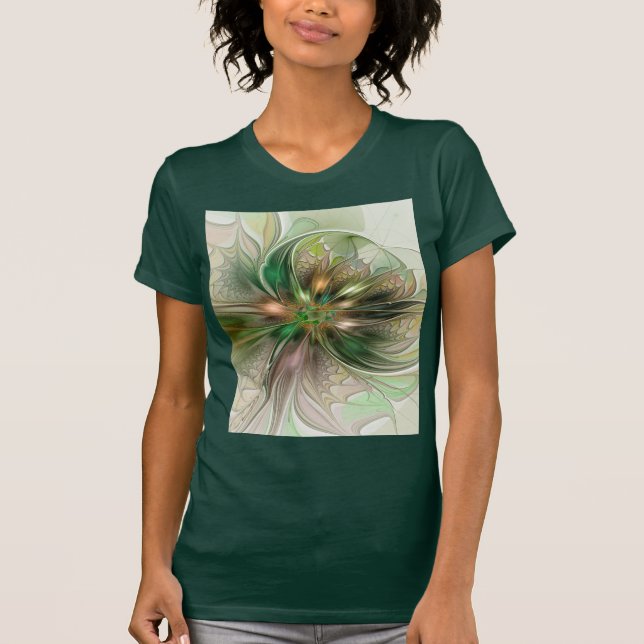 Färgfull fantasy Modern Abstrakt Fractal Flower T Shirt (Framsida)