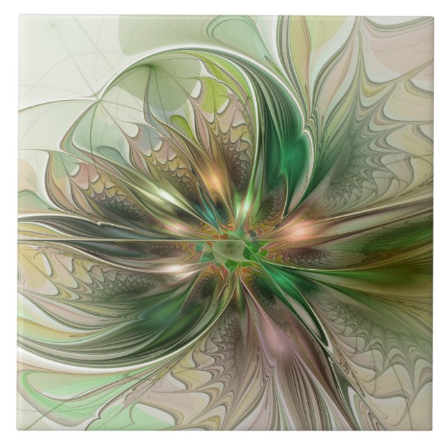 Färgfull Fantasy Modern Abstrakt Fractal Kakelplatta (Framsidan)