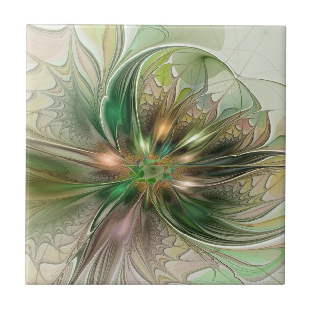 Färgfull Fantasy Modern Abstrakt Fractal Kakelplatta (Framsidan)