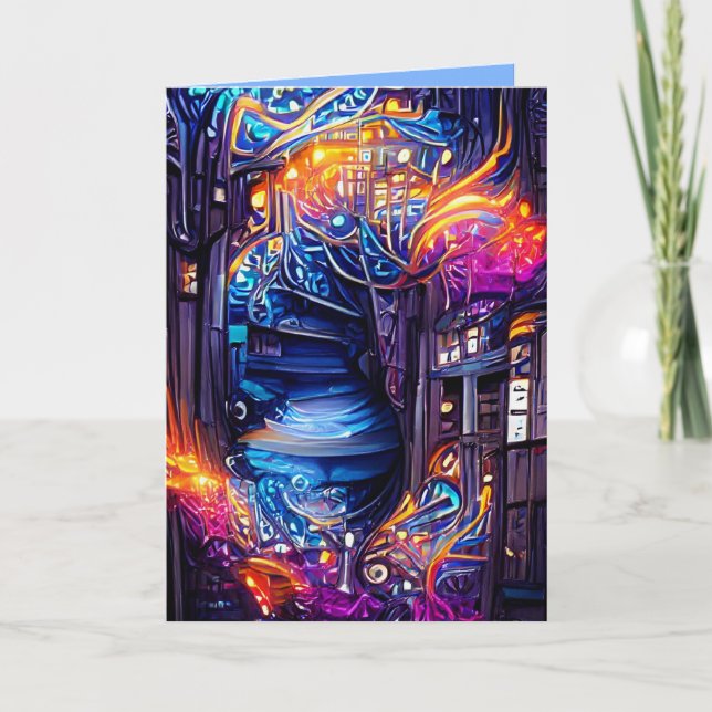 Färgfull Fantasy Stairway Kort (Framsida)