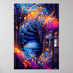 Färgfull Fantasy Stairway Poster