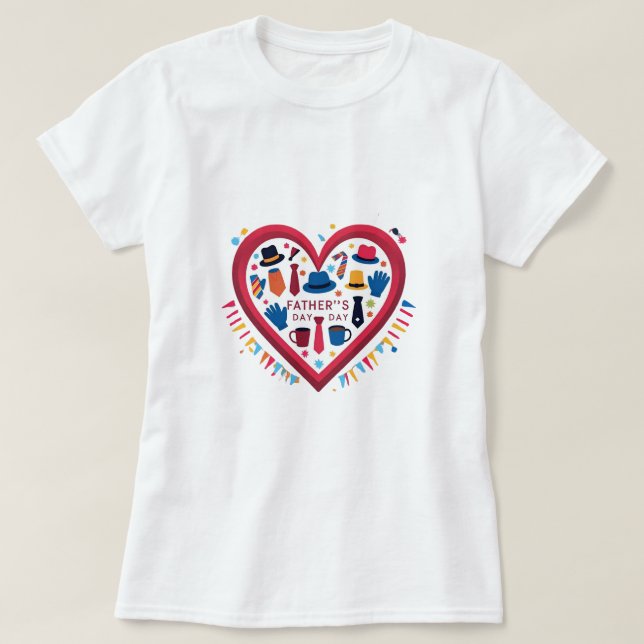 Färgfull Far Dag Heart Design - Perfekt Pappa G T Shirt (Design framsida)