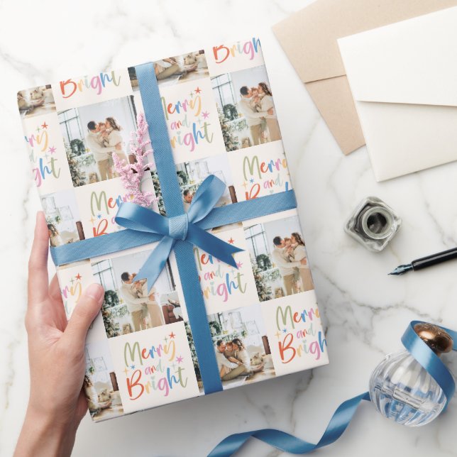 Färgfull festlig munterhet och ljus fotojul presentpapper (Gifting)