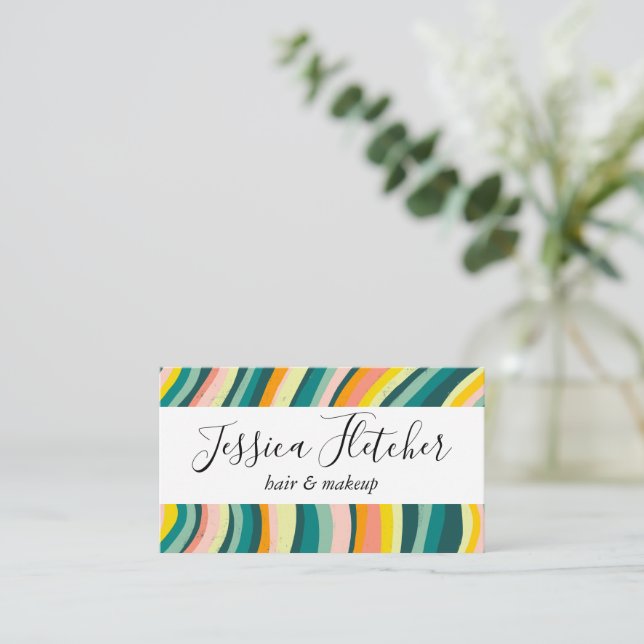 Färgfull fet Kurvor Rand-minimalistisk Elegant Visitkort (Stående Fram)