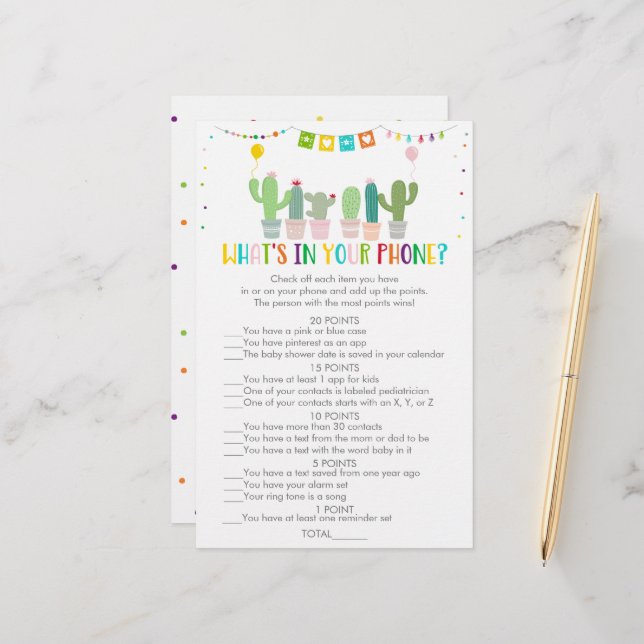 Färgfull Fiesta Cactus What's in your Mobil Game (Fram/Back In Situ)