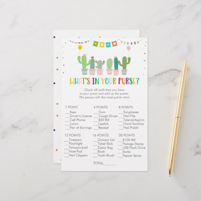 Färgfull Fiesta Cactus What's in your Purse Game (Fram/Back In Situ)