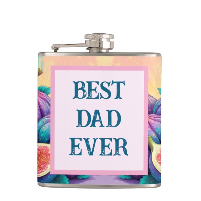 Färgfull Fig med bästa Pappa någonsin Fickplunta (Framsidan)