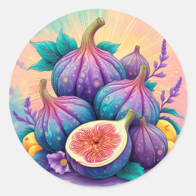 Färgfull fig runt klistermärke (Framsida)