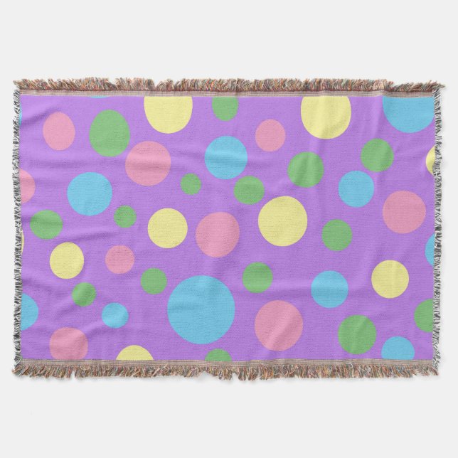 Färgfull filt i polka dots mönster (Framsidan)