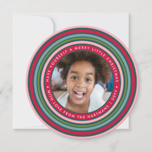 Färgfull Firande   Två foto   Rosa Julkort