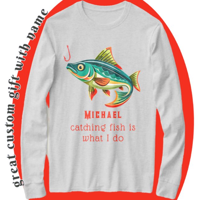 Färgfull fiskedesign med Namn T Shirt (Perfect for gifting.)