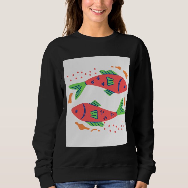 Färgfull fiskkonst t shirt (Framsida)