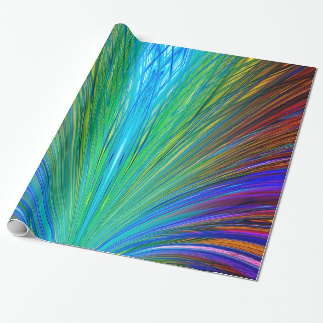 Färgfull Fläkt Feather Presentpapper (Utrullad)