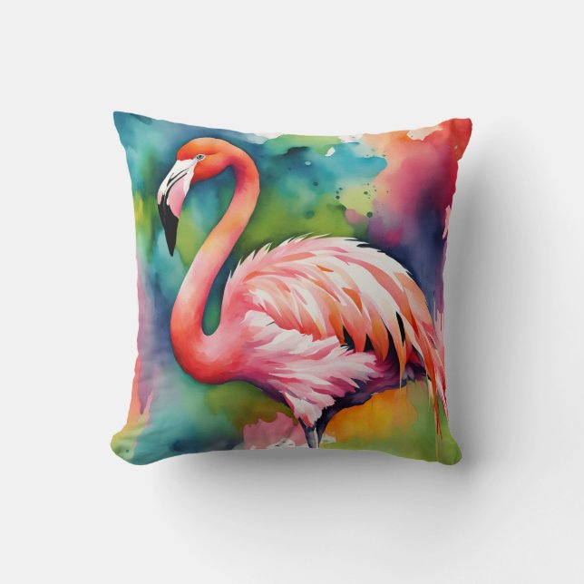 Färgfull Flamingo Kudde (Framsida)