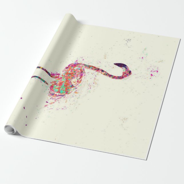Färgfull flamingo Skriv ut Art Gift Älskare Presentpapper (Utrullad)