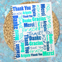 Färgfull flerspråkig Tack Gratitude Journal