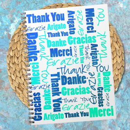 Färgfull flerspråkig Tack Gratitude Journal Anteckningsbok