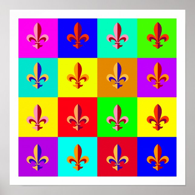 Färgfull Fleur-de-lis Poster (Framsidan)