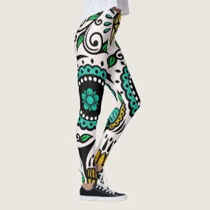 Färgfull FloralSugar Skull Leggings