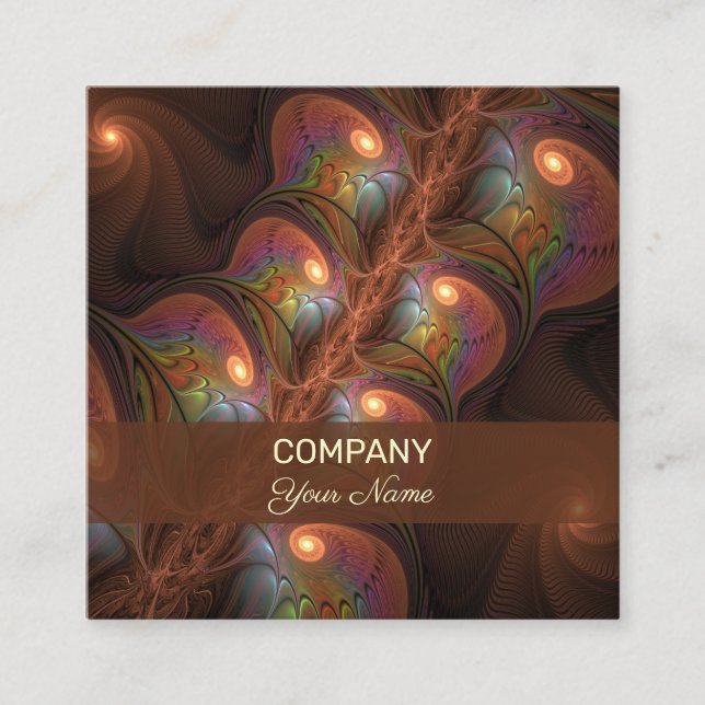 Färgfull fluorescerande Abstrakt Brun rektalkonst Fyrkantigt Visitkort (Framsida)