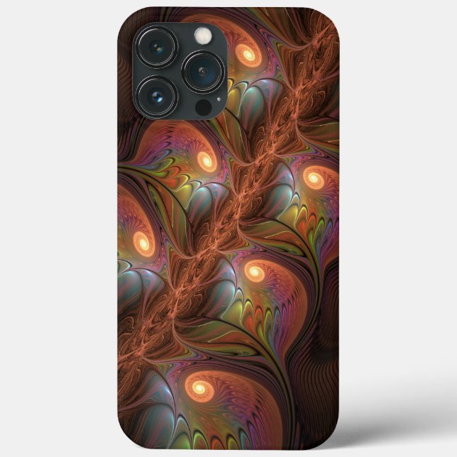 Färgfull fluorescerande Abstrakt Trippy Brown Frac (Baksida)
