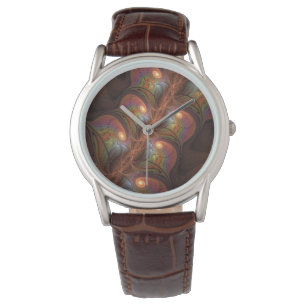 Färgfull fluorescerande Abstrakt Trippy Brown Frac Armbandsur