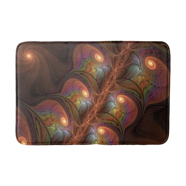 Färgfull fluorescerande Abstrakt Trippy Brown Frac Badrumsmatta (Framsidan)