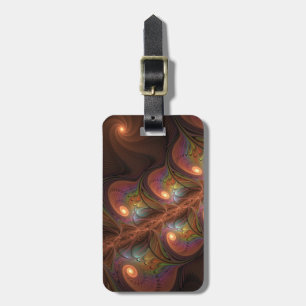 Färgfull fluorescerande Abstrakt Trippy Brown Frac Bagagebricka