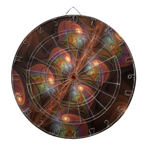 Färgfull fluorescerande Abstrakt Trippy Brown Frac Darttavla