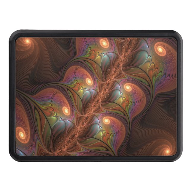 Färgfull fluorescerande Abstrakt Trippy Brown Frac Dragkroksskydd (Framsidan)