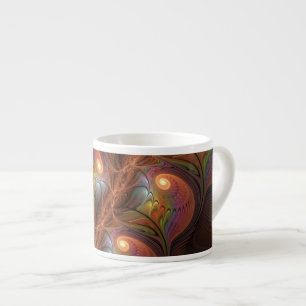 Färgfull fluorescerande Abstrakt Trippy Brown Frac Espressomugg
