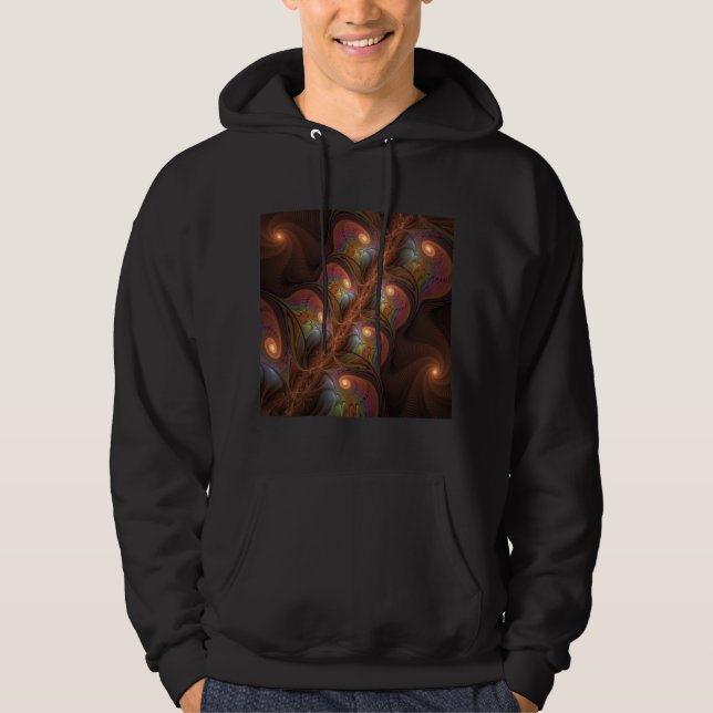 Färgfull fluorescerande Abstrakt Trippy Brown Frac Hoodie (Framsida)