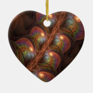 Färgfull fluorescerande Abstrakt Trippy Brown Frac Julgransprydnad Keramik