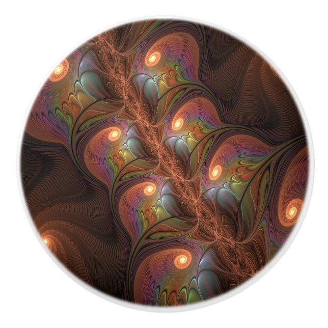 Färgfull fluorescerande Abstrakt Trippy Brown Frac Knopp (Framsidan)