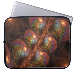 Färgfull fluorescerande Abstrakt Trippy Brown Frac Laptop Fodral