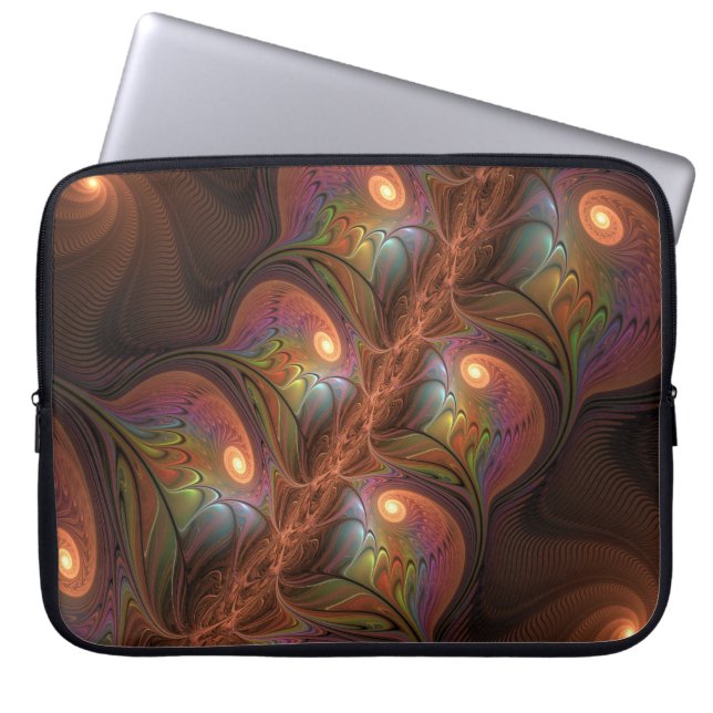 Färgfull fluorescerande Abstrakt Trippy Brown Frac Laptop Fodral (Framsidan)
