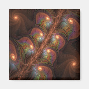 Färgfull fluorescerande Abstrakt Trippy Brown Frac Magnet