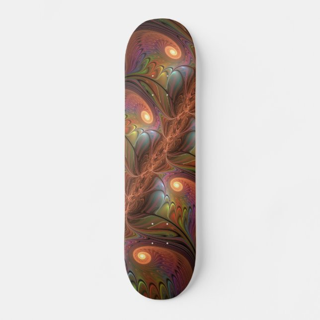 Färgfull fluorescerande Abstrakt Trippy Brown Frac Mini Skateboard Bräda 18,5 Cm (Framsida)