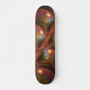 Färgfull fluorescerande Abstrakt Trippy Brown Frac Mini Skateboard Bräda 18,5 Cm