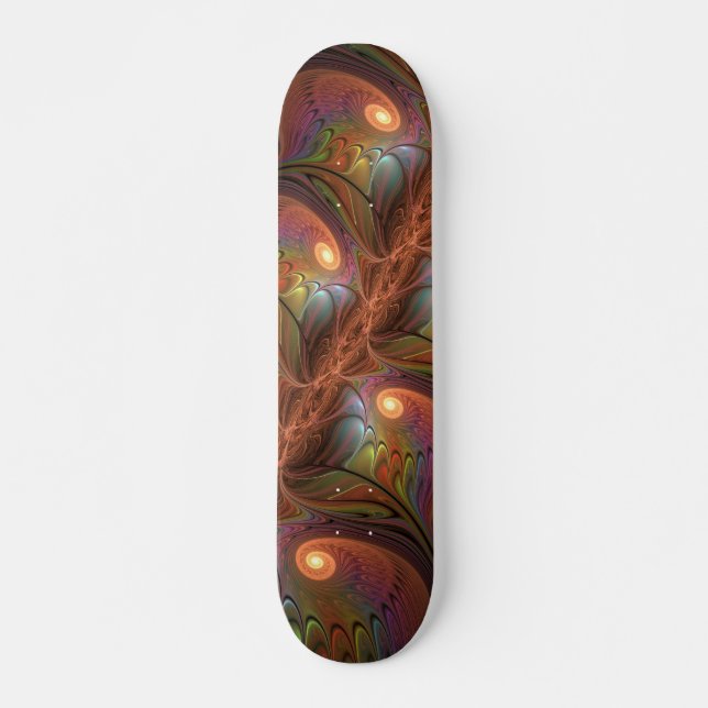 Färgfull fluorescerande Abstrakt Trippy Brown Frac Mini Skateboard Bräda 18,5 Cm (Framsida)