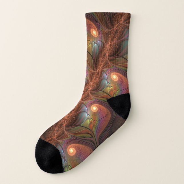 Färgfull fluorescerande Abstrakt Trippy Brown Frac Strumpor (Vänster utanför)