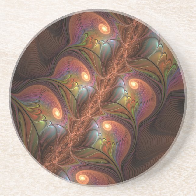 Färgfull fluorescerande Abstrakt Trippy Brown Frac Underlägg (Framsidan)