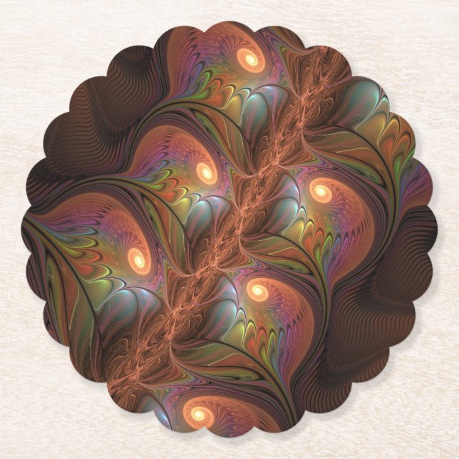 Färgfull fluorescerande Abstrakt Trippy Brown Frac Underlägg Papper (Framsida)