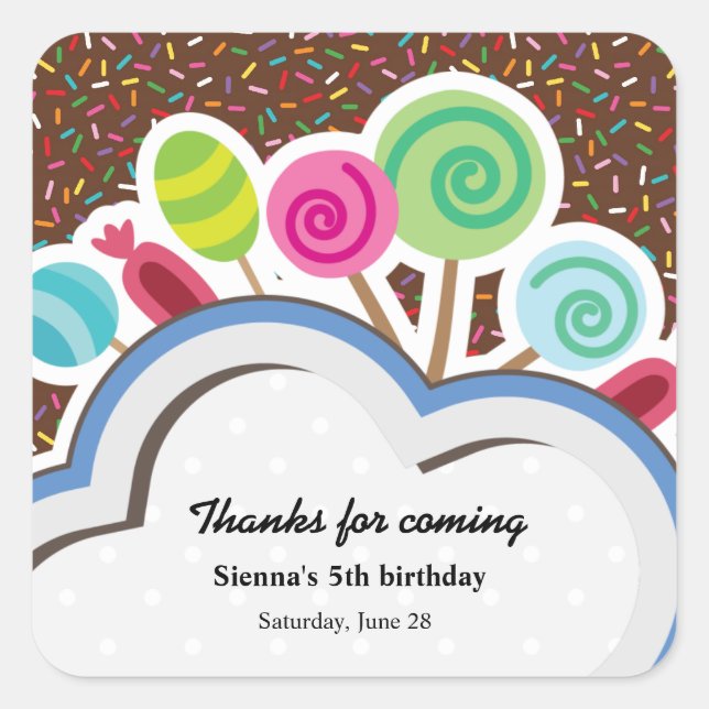 Färgfull födelsedag fyrkantigt klistermärke (Framsida)