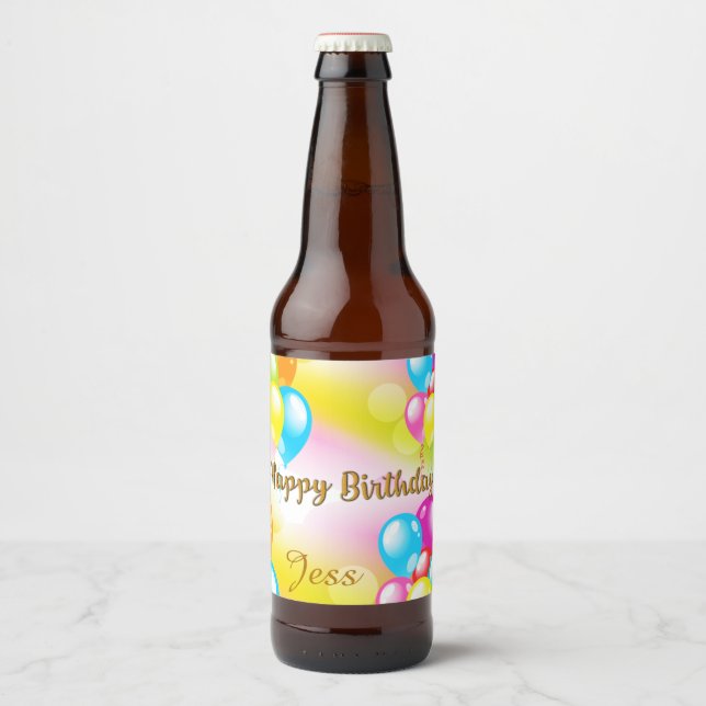 Färgfull födelsedag ölflaska etikett (Framsida)