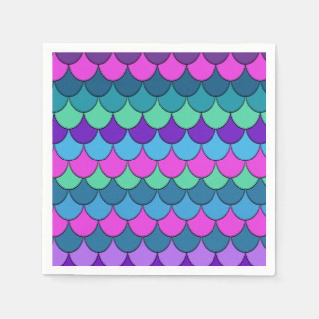 Färgfull Födelsedagsfest för Sjöjungfru med flera  Pappersservett (Framsidan)